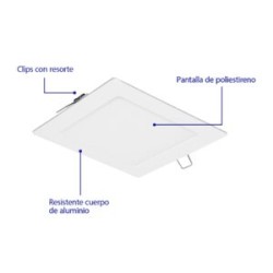 LUMINARIO LED SLIM DE EMPOTRAR CUADRADO, 6500K, 6W