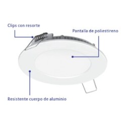 LUMINARIO LED SLIM DE EMPOTRAR REDONDO, 6500K, 18W