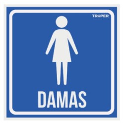 Letrero de señalización «DAMAS», 19 x 19 cm